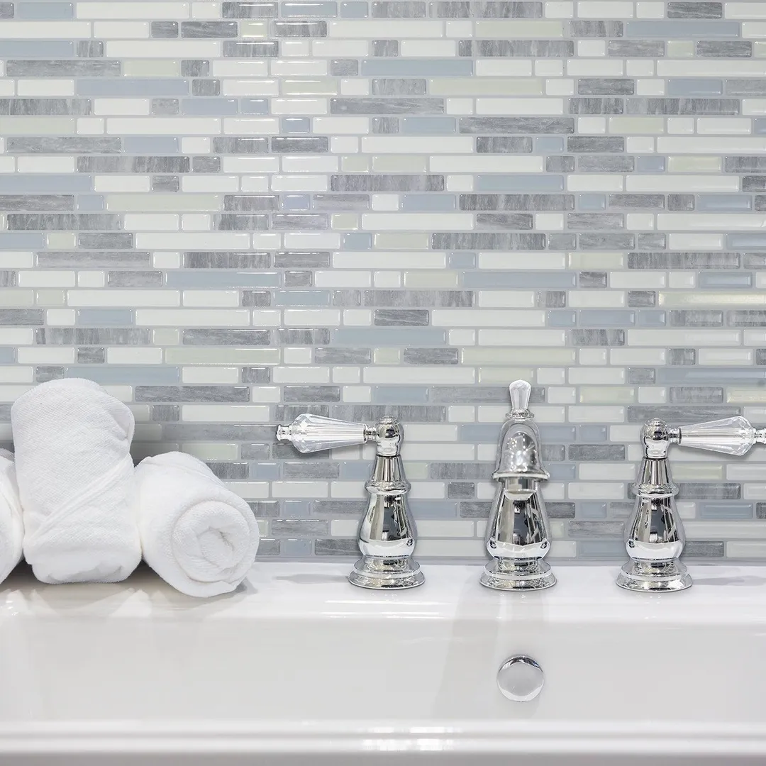 Smart Tiles 10.06 in x 10 in Peel and Stick Self-Adhesive Mosaic Backsplash Wall Tile - Bellagio Costa (4-Pack), photo 2 of 5