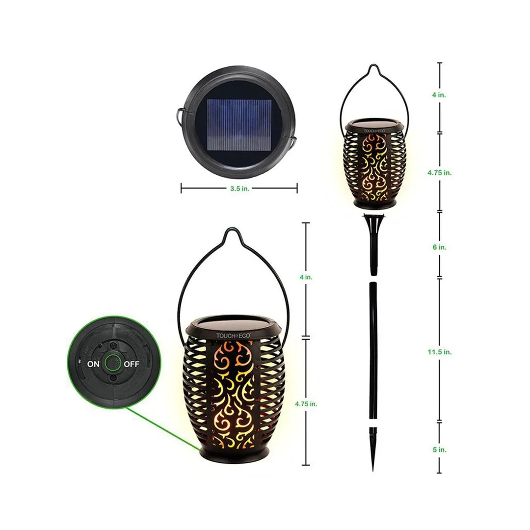 Touch Of Eco Solar Powered 32 LED Dancing Flickering Flame Tiki Torch Light for Outdoor Landscape Decoration Garden Deck Patio Bar, photo 5 of 5