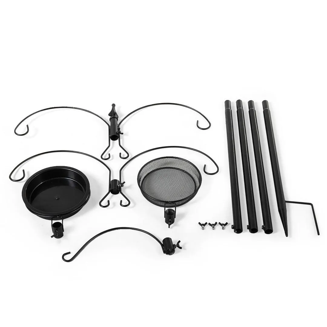 Jaxpety  Bird Feeding Station 84.6" Multi-Feeder Station Hanging Kit w/ Bird Bath，Wild Squirrel Feeding，Black, photo 10 of 14
