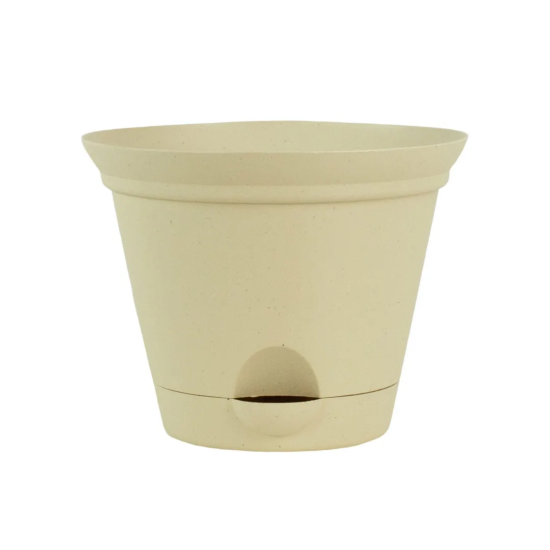2 Pack of 11.5 Inch Latte Quartz Plastic Self Watering Flare Flower Pot or Garden Planter, photo 2 of 4