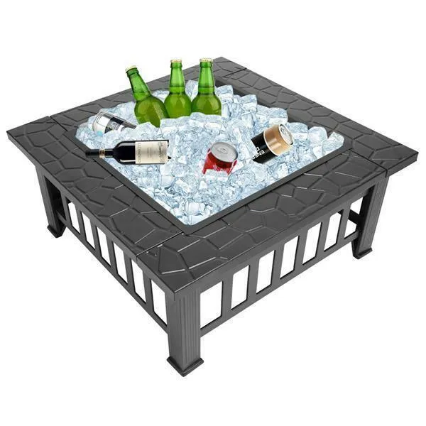 HEMU FASHION Hottest 32'' Wood Burning Fire Pit Table Outdoor Garden BBQ Grill Bonfire Stove w/ Cover, photo 3 of 10