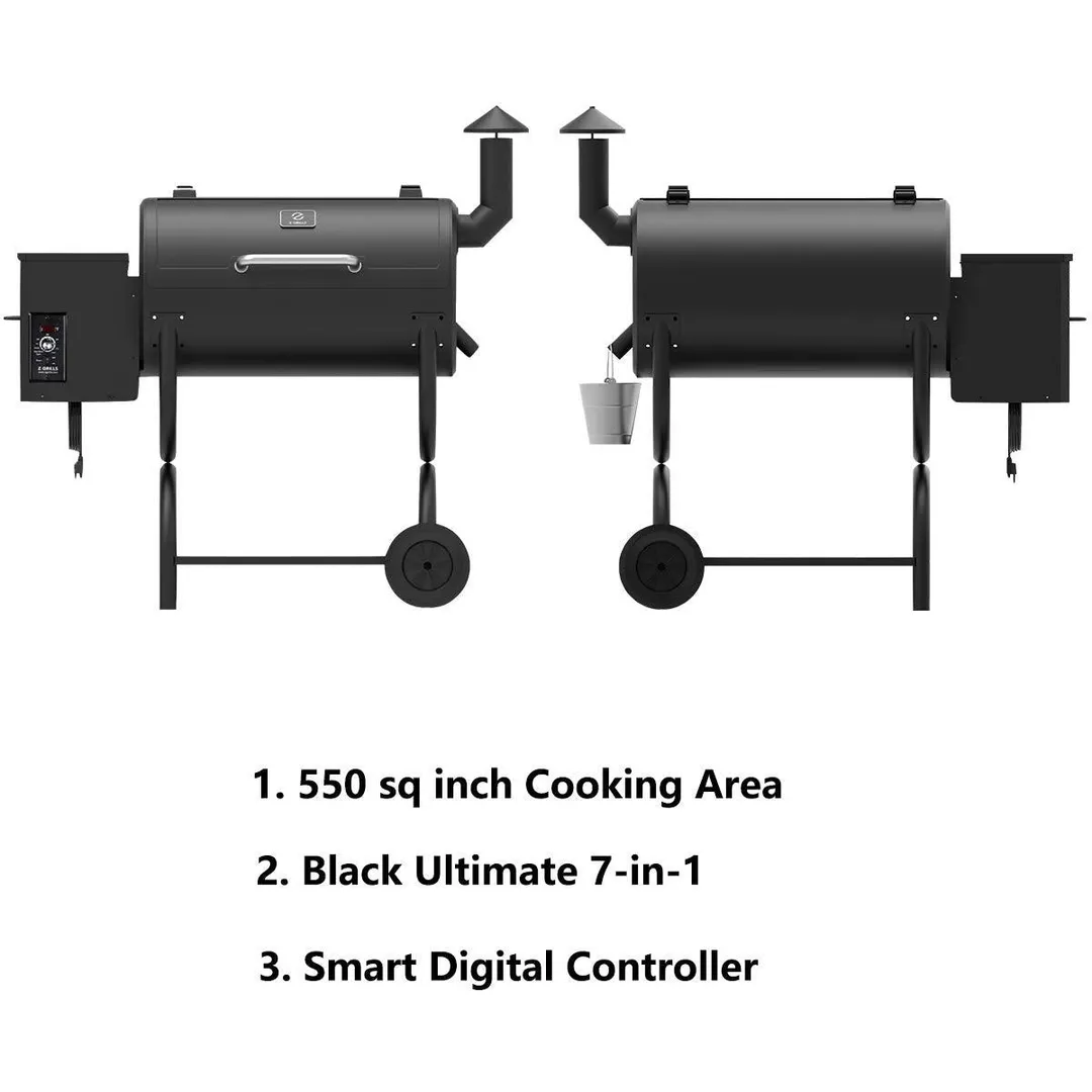 Z GRILLS ZPG-550B 2020 Upgrade Model Wood Pellet Grill & Smoker 6 in 1 BBQ Grill Auto Temperature Control, 550 sq Inch Deal, Black, photo 7 of 11