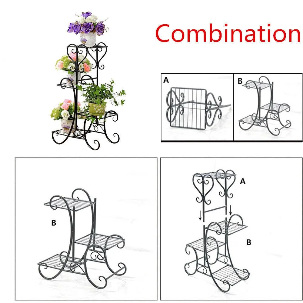 4 Tier/6 Tier Stainless Steel Flower Planter Plant Stand Garden Display Holder Shelf Rack for Home Room Ornaments Indoor Outdoor Patio, photo 8 of 9