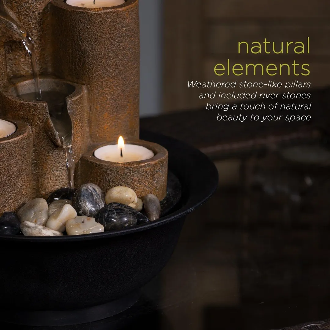 Alpine Corporation 11" Pouring Tiers Tabletop Fountain with 3 Candles, photo 4 of 7