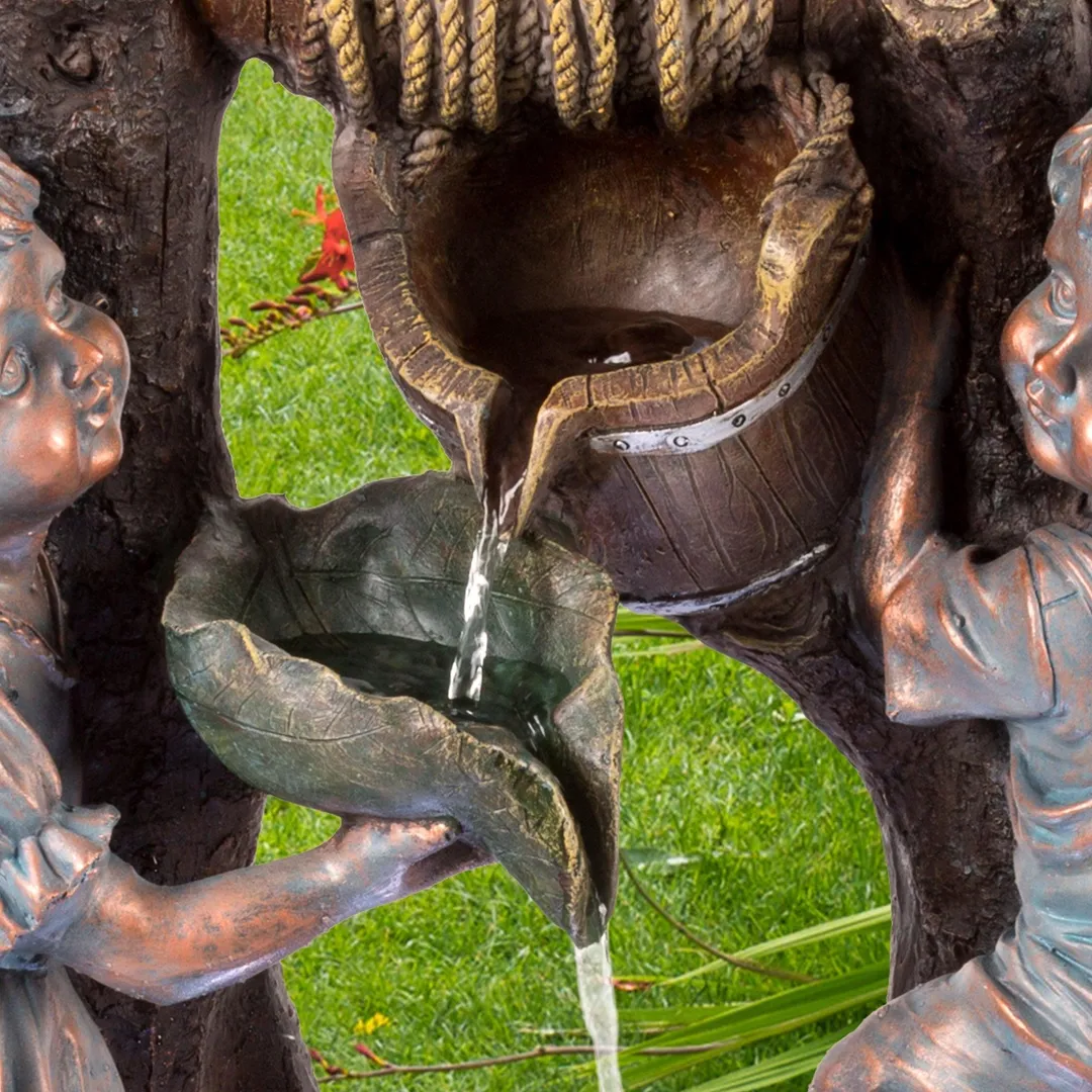 Children at the Well Water Fountain with LED Lights- Lighted Outdoor Fountain with Antique Design for Decor on Patio, Lawn and Garden by Pure Garden, photo 5 of 7