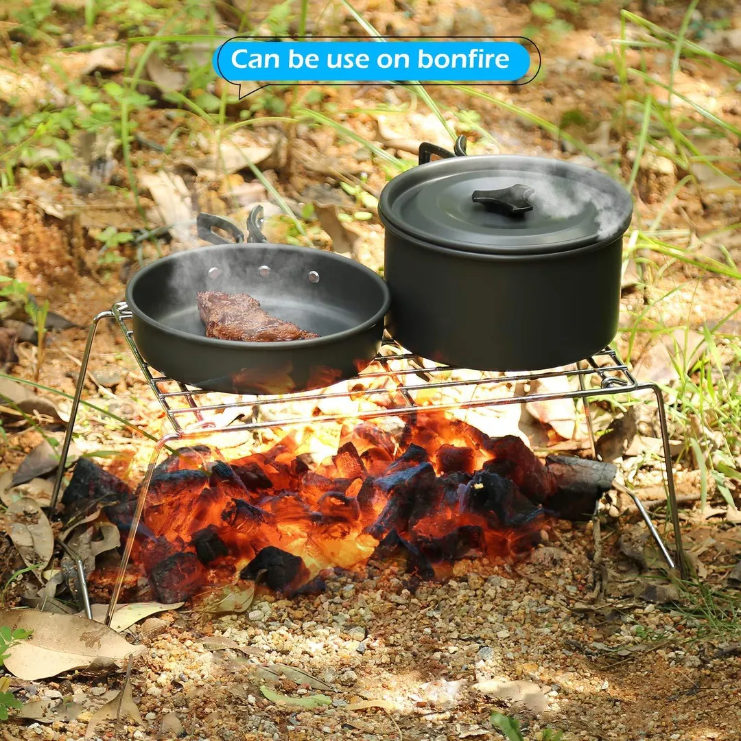 Charcoal Grill Camp Grill Mini Grill Folding Campfire Grill Portable Grill Lightweight Steel Mesh Barbecue Grill Camping Grill for Outdoor Camping Cooking Hiking Backpacking Party, photo 7 of 9