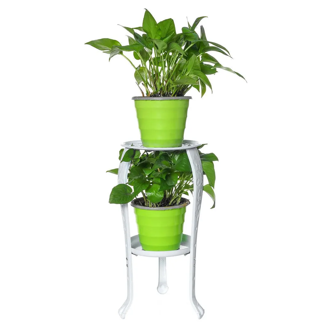 2-Tier Indoor/Outdoor Metal Flower Stand Shelf Holder Decorative Plant Stand Rack Pot Display Design Garden, photo 4 of 9