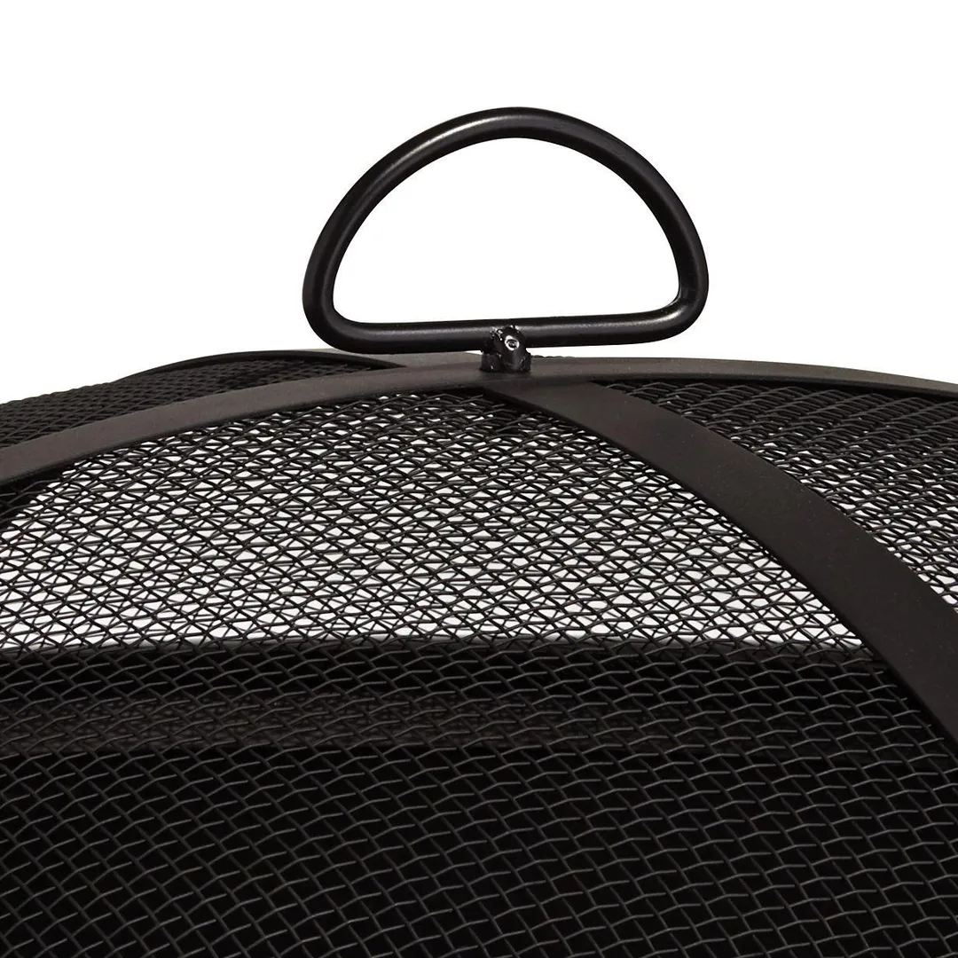 John Timberland Black Outdoor Fire Pit Round 26" Steel Wood Burning Foldable Legs with Spark Screen and Fire Poker for Outside Backyard Patio Camping, photo 3 of 8