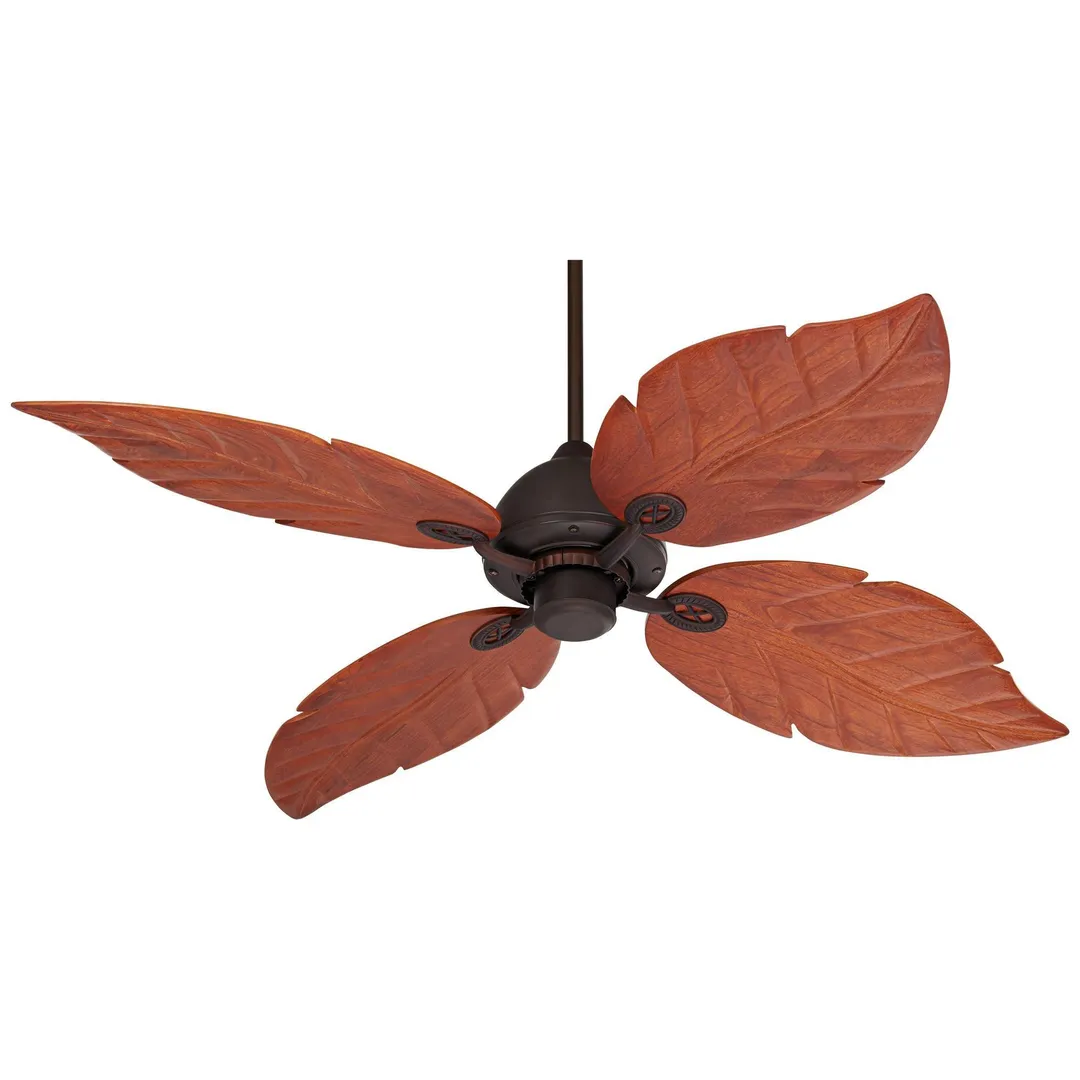 Casa Vieja 60" Casa Vieja Tropical Outdoor Ceiling Fan Oil Rubbed Bronze Walnut Wood Leaves Damp Rated for Patio Porch, photo 4 of 6