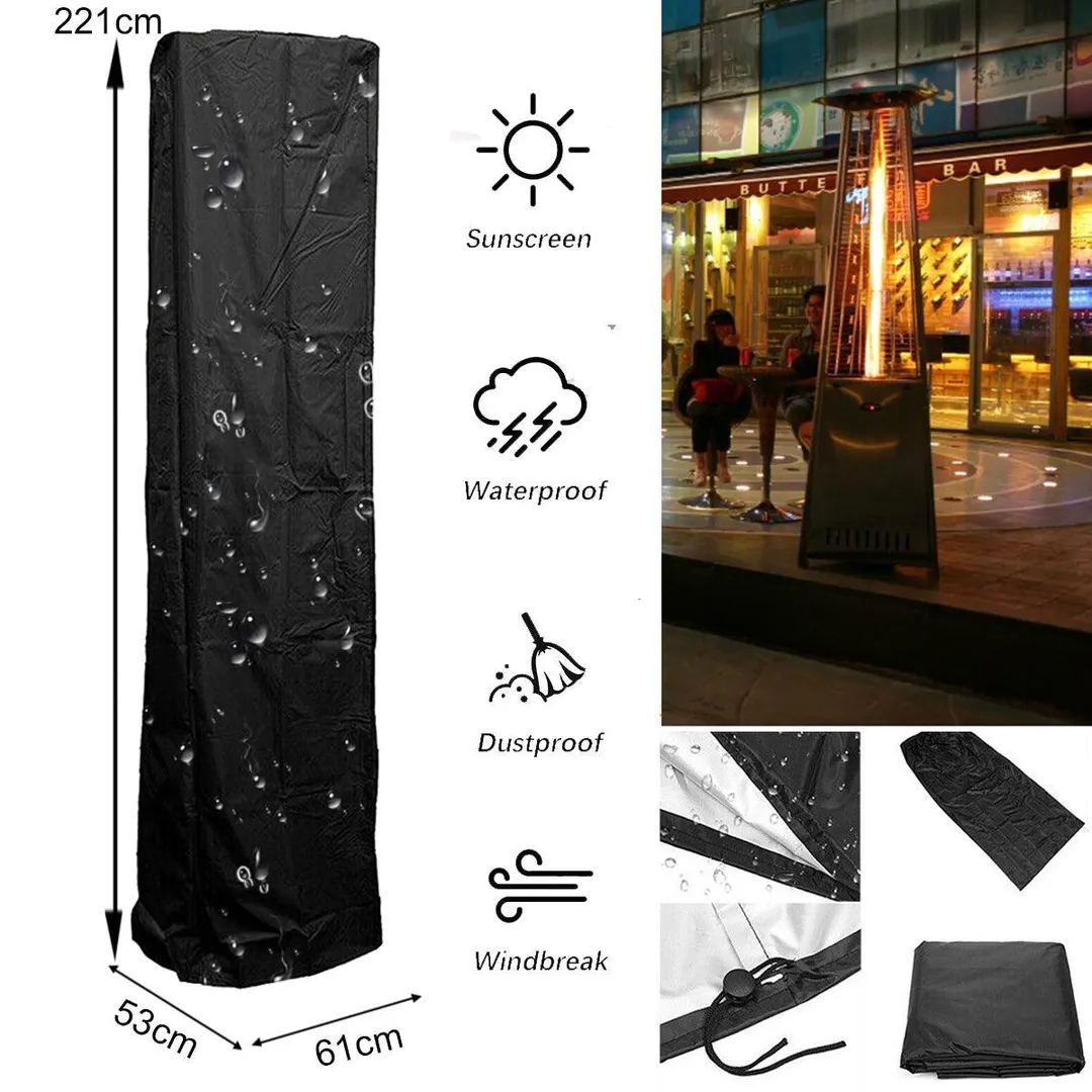 Novashion Heavy Duty Waterproof UV Resistant Polyester Patio Glass Tube Patio Heater Cover,Black, photo 3 of 5