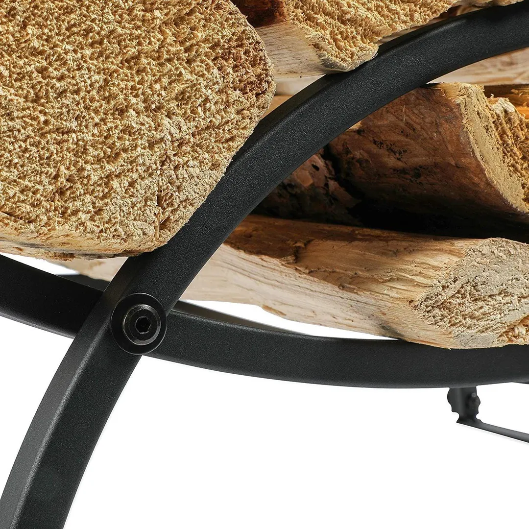 Juvale 3-Foot Iron Steel Curved Firewood Rack Fireside Log Wood Storage Holder for Indoor Outdoor, Black, photo 5 of 7