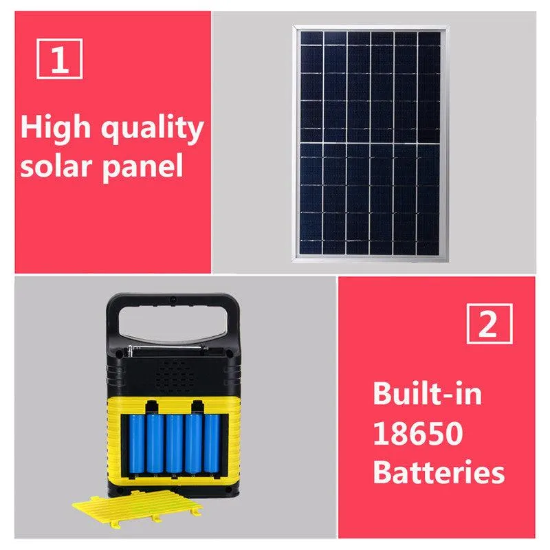 Portable Power Station, Solar Generator with 6W Solar Panel, 2 or 3 LED Light Bulb, Camp Lamps with 5V Output Can Charge Power Bank, USB DC Outlets, for Outdoor Camping, Home Emergency Power Supply, photo 9 of 12