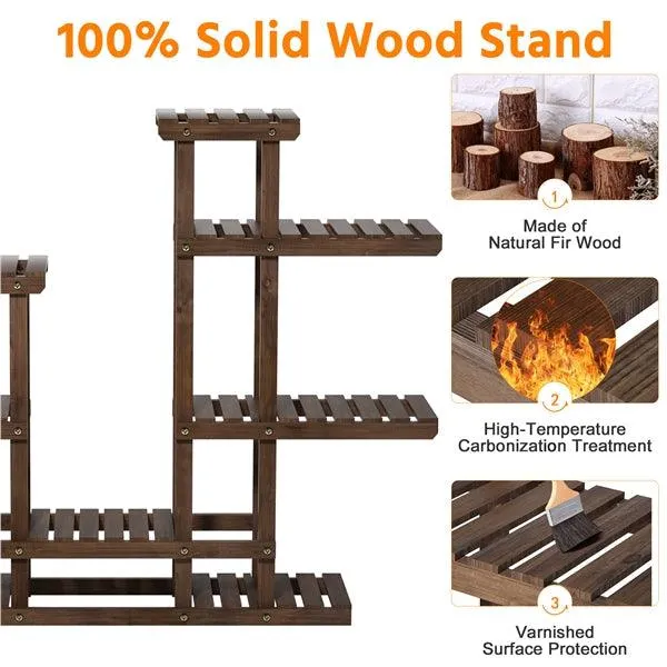38" Wood Plant Stand Flower Display Shelf Stand 6 Tier for 8 Potted Plants Indoors/Outdoors, photo 5 of 9