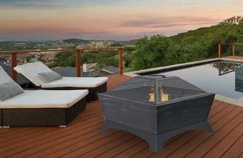 SAIBAIYEE Quality Steel Fire Pit with Log Poker, Mesh Screen for Outdoor Living, Family Use, Dark Gray, photo 8 of 8