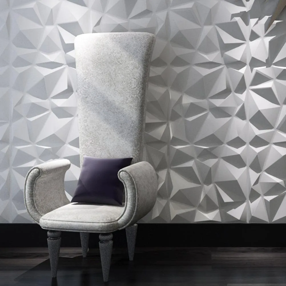 Art3d Decorative 3D Wall Panels Textured Wall Art Diamond Design Pack of 12 Tiles 32 Sq Ft (Plant Fiber), photo 4 of 6