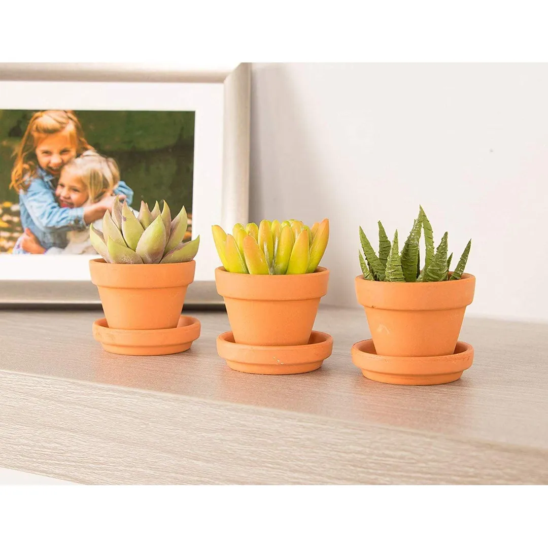 16-Pack Terra Cotta Pots with Saucer, Mini Small Terracotta Flower Clay Pots Planters with Saucer Ceramic Pottery Nursery Indoor Outdoor Gardening for Cacti & Succulent Plants, Brown 1.9 x 1.5 inches, photo 3 of 8