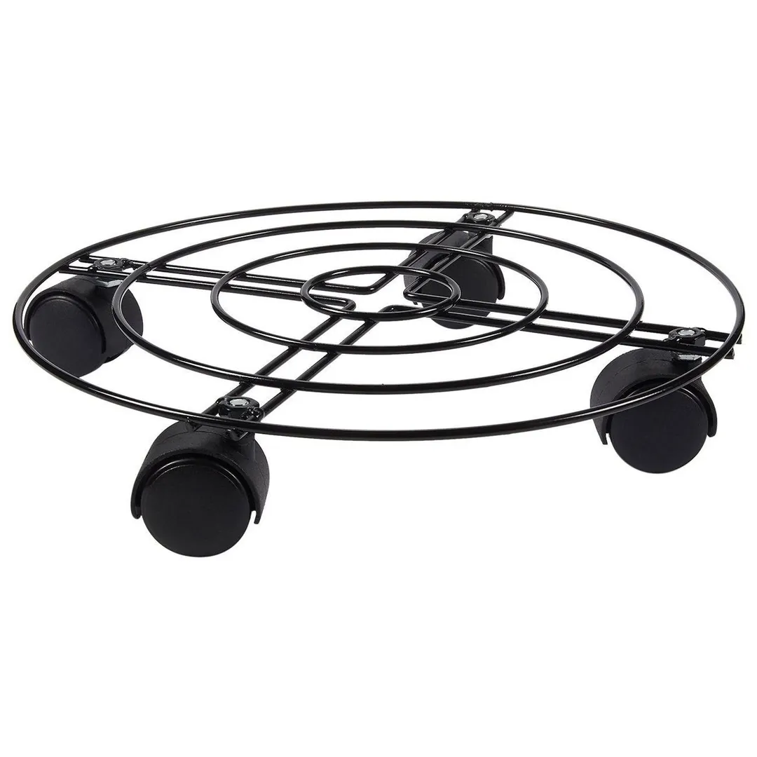 12.5" Iron Plant Caddy with Heavy Duty Wheels Casters, Metal Plant Dolly Rolling Flower Pot Planter Stand Mover on Round Rack, Rustproof for Indoor Outdoor Home Garden Patio, Black 12.5 inches, photo 5 of 7
