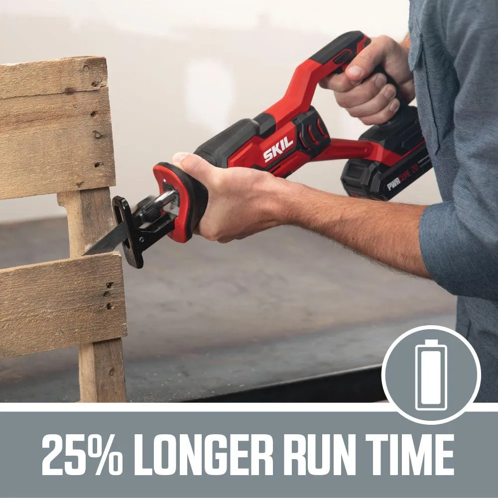 SKIL 20V Cordless Reciprocating Saw, 2.0Ah Lithium Battery and 20V Charger, RS582902, photo 7 of 8