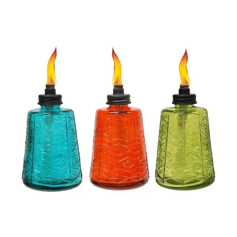 Tiki Glass 6 in. Outdoor Table Torch - Set of 3
