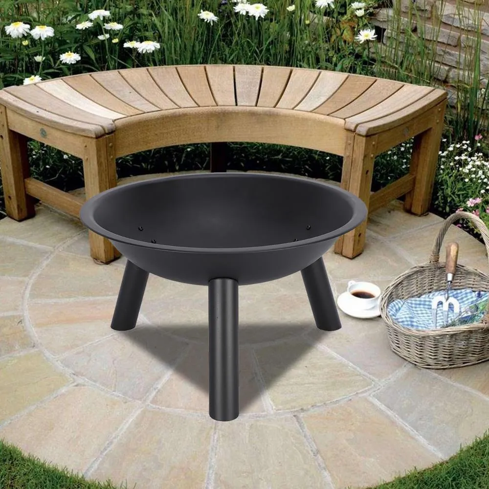 Ktaxon 22-Inch BBQ Grill Portable Wood Burning Fire Pits Iron Backyard Patio Garden Round Fire Pit Cooking Grill, Black, photo 7 of 12