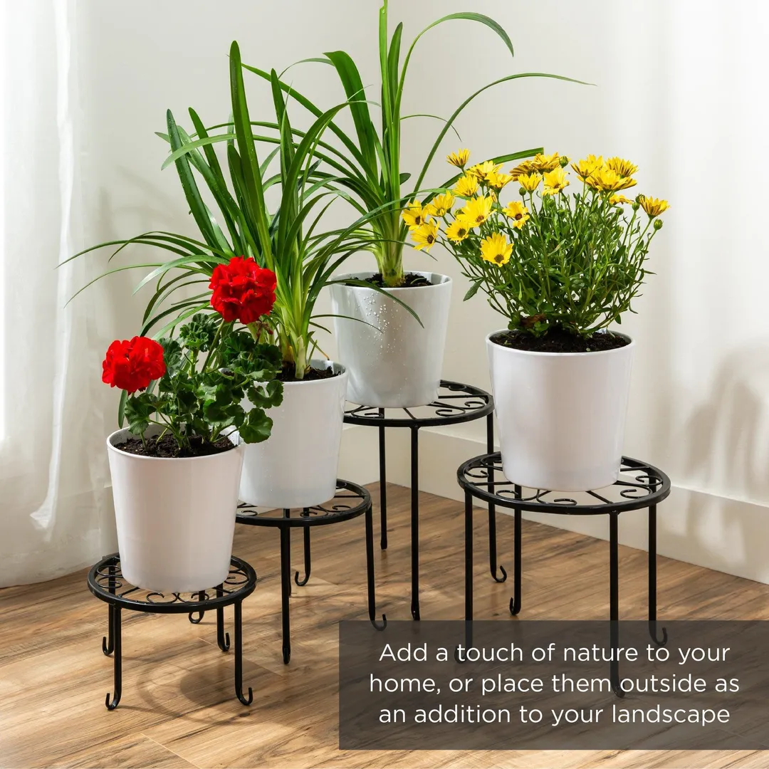 Best Choice Products Set of 4 Indoor Outdoor Metal Plant Stands, Flowerpot Holders for Home & Garden w/Starburst Design, photo 6 of 7