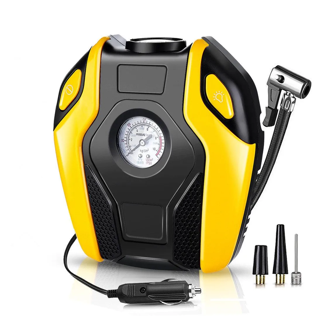 Generic AUGIENB Portable Electric Air Compressor Pump,Tire Inflator with Gauge,LED Light and Adaptors,Universal for Car,Truck,Bicycle, Basketballs and Other Inflatables,ABS 12V 120W 150PS, photo 5 of 11