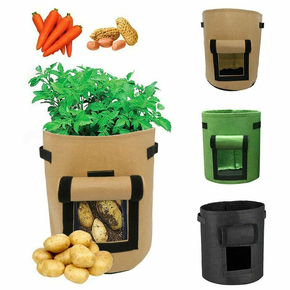1/2/4 Pack Potato Grow Bags, Planter Bag 5/7 Gallon, Garden Bags for Vegetable, Fabric Planting Pots with Handles, Potato Planter Bag with Access Flap, Breathable Nonwoven Growing Gags, photo 2 of 11