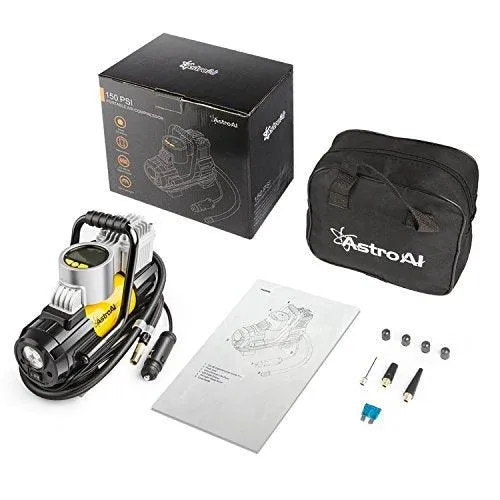AstroAI Air Compressor Pump, 100 PSI 12V Electric Portable Digital Tire Inflator with Extra Nozzle Adaptors and Fuse for Car Bike Tires and Other Automobiles, photo 3 of 9