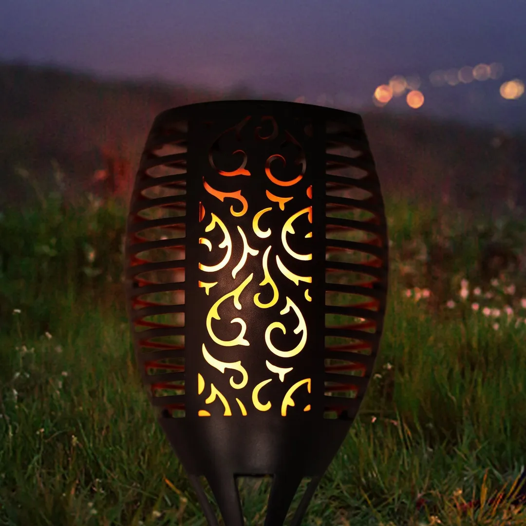 YouLoveIt 2/4pcs 96 LED Solar Torch Lights Flickering Flames Torches Lights Landscape Garden Pathway Light Flames Torches Lights Landscape Lighting for Garden Patio Deck Yard Driveway, photo 2 of 8
