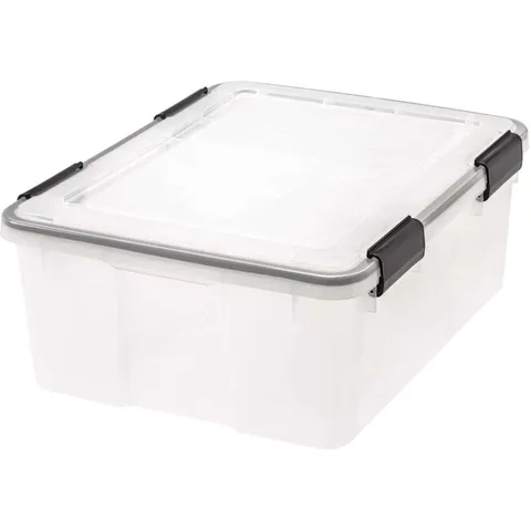 IRIS WEATHERTIGHT 7.75 in high · 15.75 in wide · 19.7 in deep Stackable Storage Box