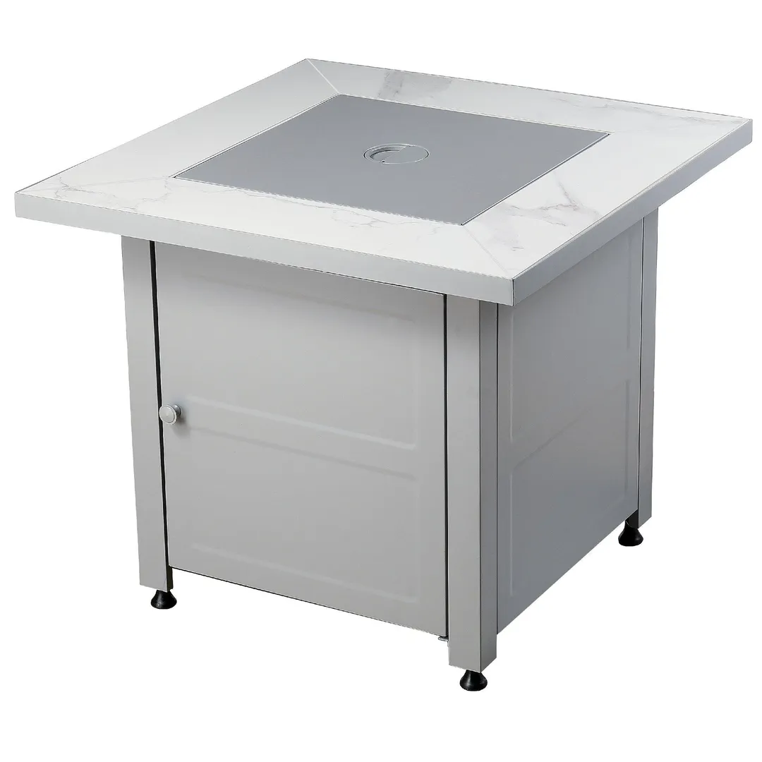 Endless Summer All Weather Outdoor Fire Pit with Faux Marble Finish, White Glass, photo 2 of 5