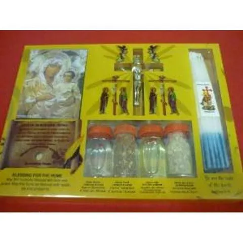 Holy Land Set of Holy Water,Soil,Oil,Insence Holy Candle Mary Icon and cross HLG002