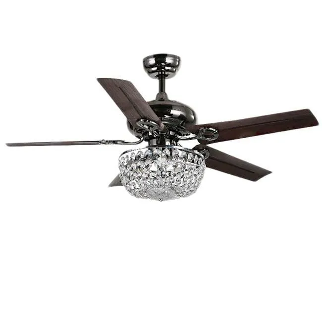 Warehouse of Tiffany Angel 3-light Crystal Chandelier 5-blade 43-inch Brown Ceiling Fan (Optional Remote), photo 5 of 8