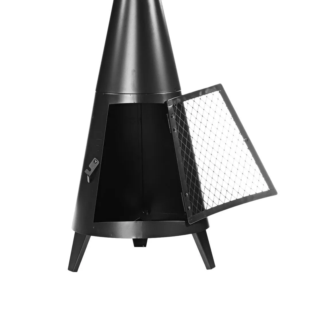KUDOSALE 45 Inch Outdoor Chiminea Wood-burning Fire Pit Freestanding Fireplace Heater Chiminea Fireplace Heater Stove Wood Charcoal Burning Fire Pit with Fire Poker For Home Backyard Patio, photo 7 of 13