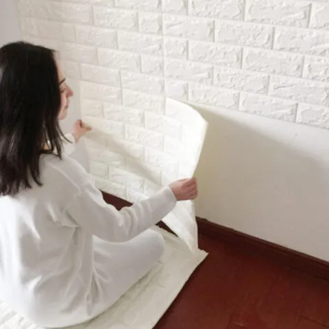 3D Wall Stickers Panels White Brick Wallpaper Peel and Stick Paper Bedroom Living Room Modern Wall Decor Decal Accent Sofa Background TV Walls 1Pc