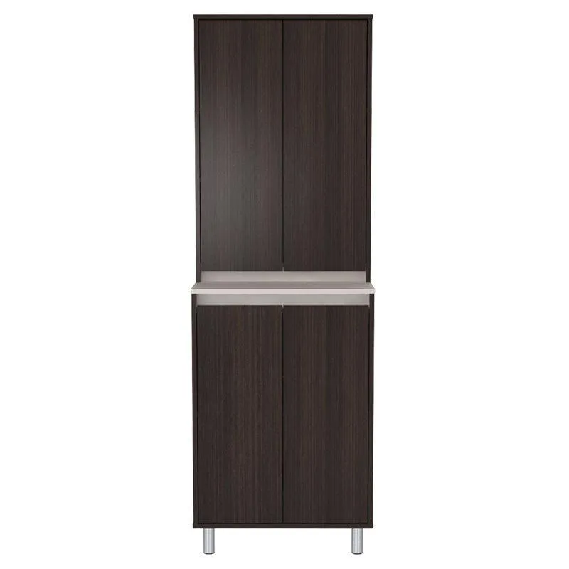 Inval AMBROSSIA Breakroom 4-Door Cabinet, Espresso and Amber Grey, photo 5 of 8