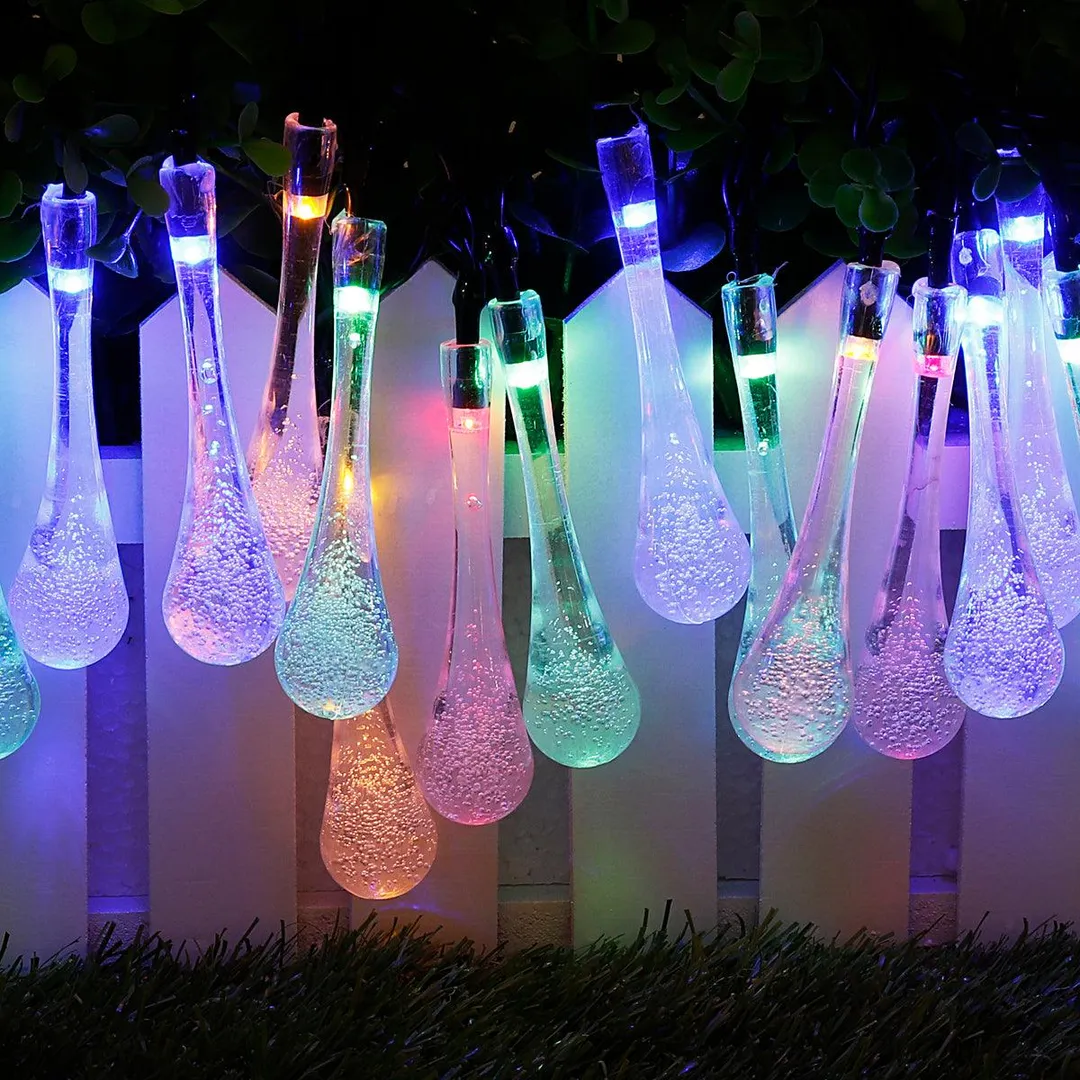 Stoneway 20/30LEDs Garden Dreamy Fairy Lights Solar String Lights ,Water Droplet String Lights Outdoor Garden Decor Tree Bubble Light for Party Xmas Decor, photo 3 of 9