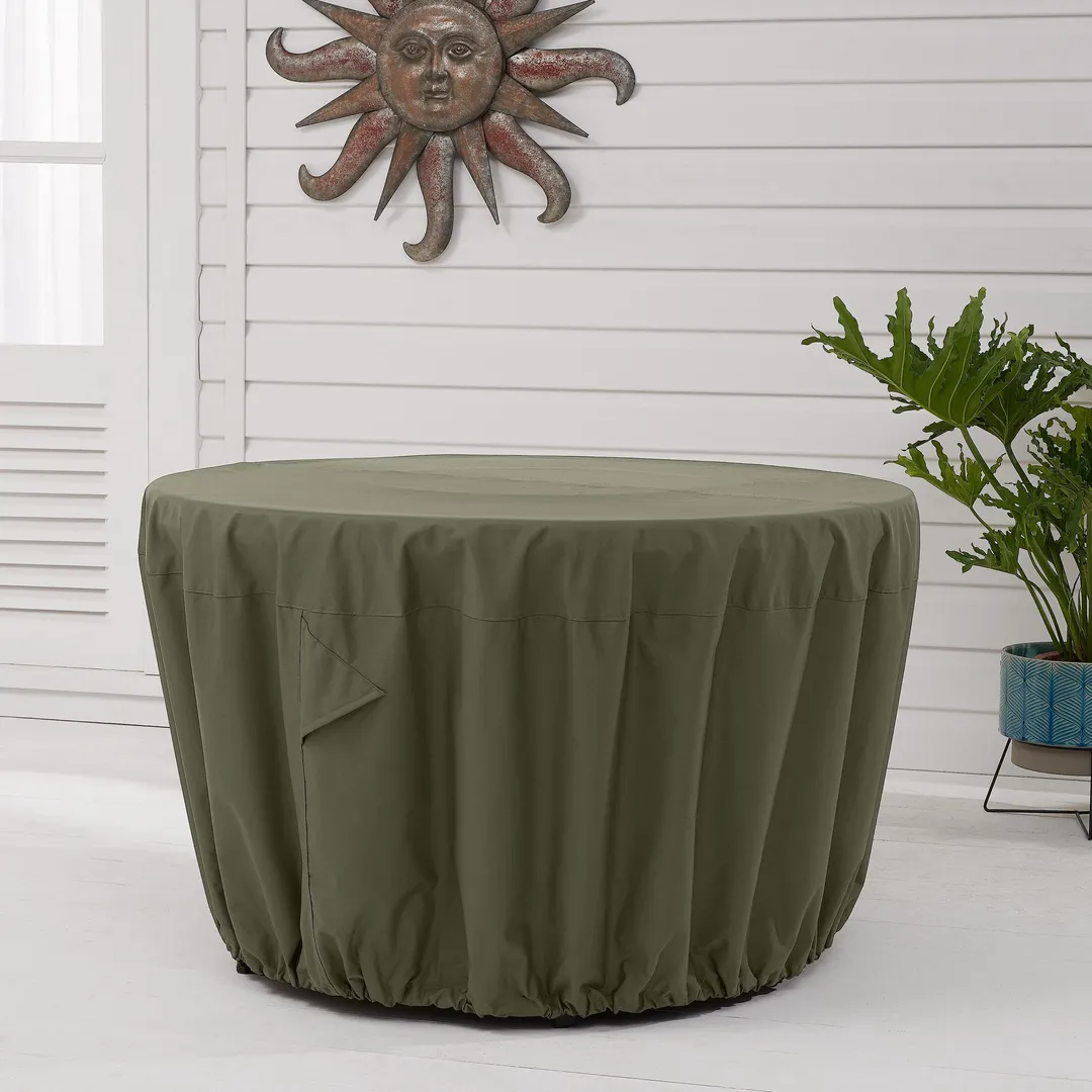 Better Homes & Gardens Hillberge 50" Round Outdoor Fire Pit Table Cover in Olive Gray, Large, photo 4 of 5