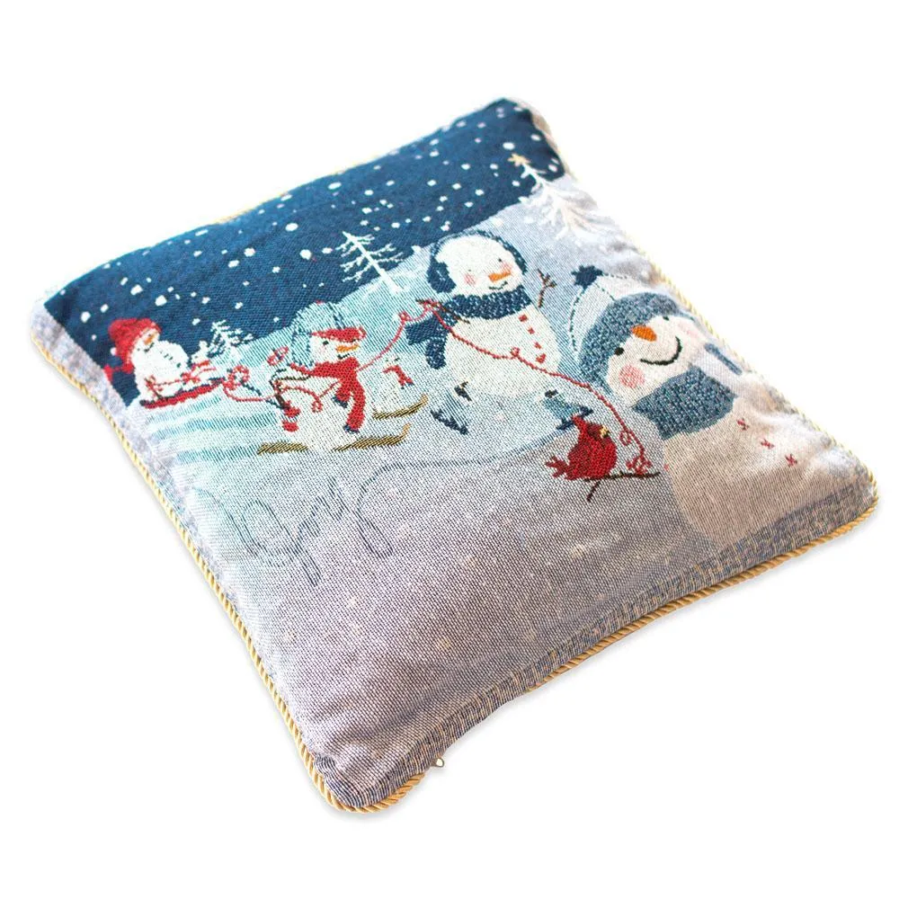 BestPysanky Set of 2 Snowmen Enjoying Winter Sport Parade Christmas Throw Cushion Pillow Covers, photo 4 of 6