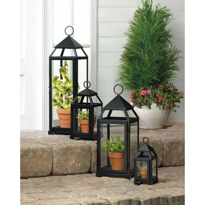 Gallery of Light Glass Black Metal Lantern Candle Holder For Decorative Outdoor Candles, photo 3 of 7
