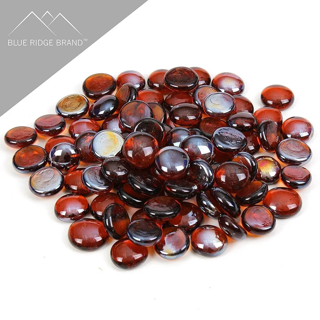 Blue Ridge Brand Fire Pit Glass - Dark Amber Reflective Fire Glass Beads 3/4" - Brown Reflective Fire Pit Glass Rocks - Blue Ridge Brand™ Reflective Glass Beads for Fireplace and Landscaping 3, 5, 10, 20, 50 Pounds, photo 2 of 6