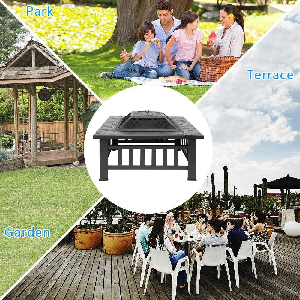 Ktaxon Homes and Gardens 32" Outdoor Metal Firepit Backyard Patio Garden Square Stove Fire Pit, photo 11 of 11
