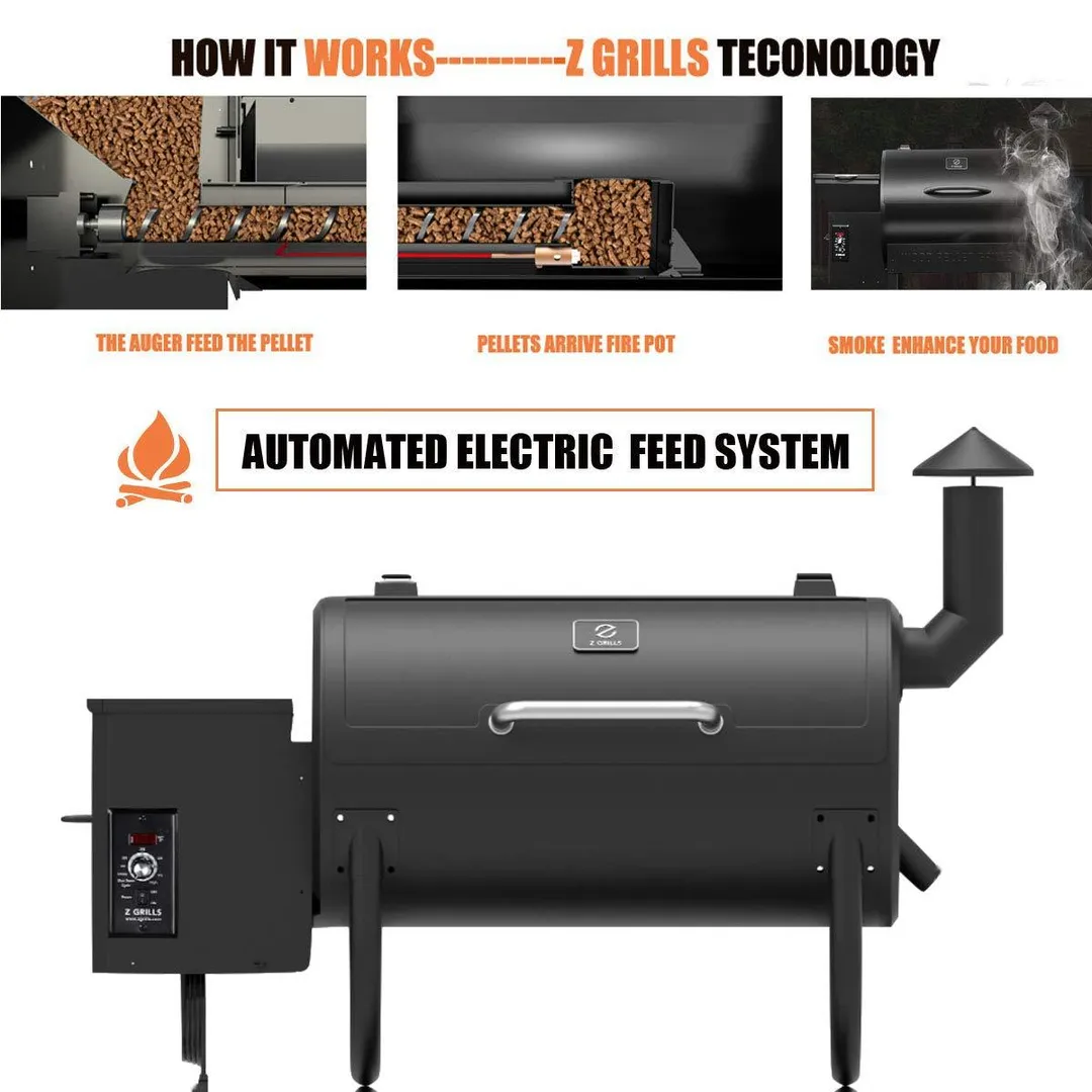 Z GRILLS ZPG-550B 2020 Upgrade Model Wood Pellet Grill & Smoker 6 in 1 BBQ Grill Auto Temperature Control, 550 sq Inch Deal, Black, photo 11 of 11