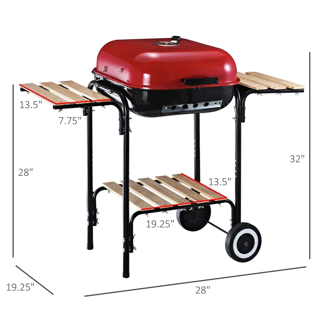 Outsunny 19” Steel Porcelain Portable Outdoor Charcoal Barbecue Grill, photo 7 of 11