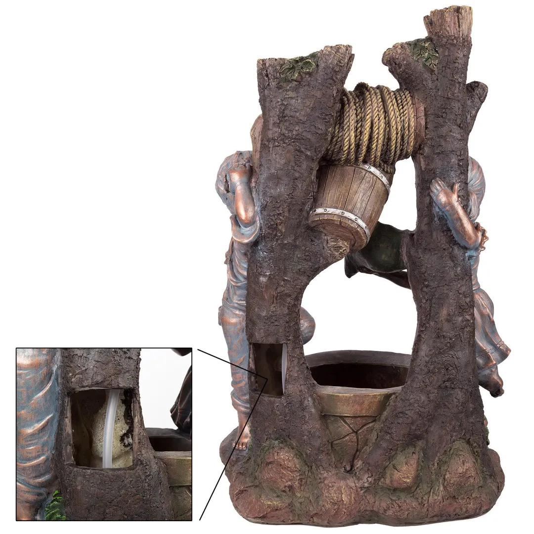 Children at the Well Water Fountain with LED Lights- Lighted Outdoor Fountain with Antique Design for Decor on Patio, Lawn and Garden by Pure Garden, photo 6 of 7