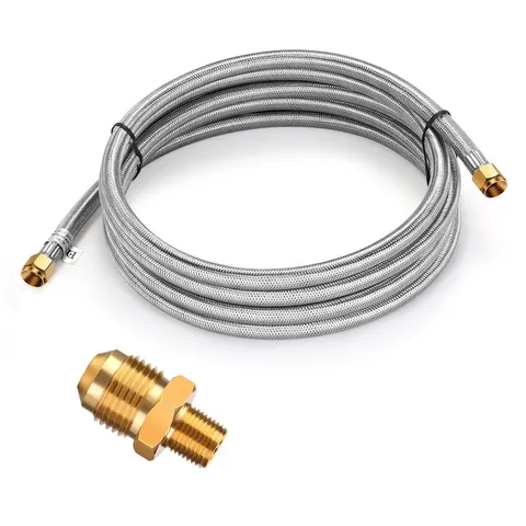 12 FT Stainless Steel Propane Extension Hose with Both 3/8" Female Flare for RV