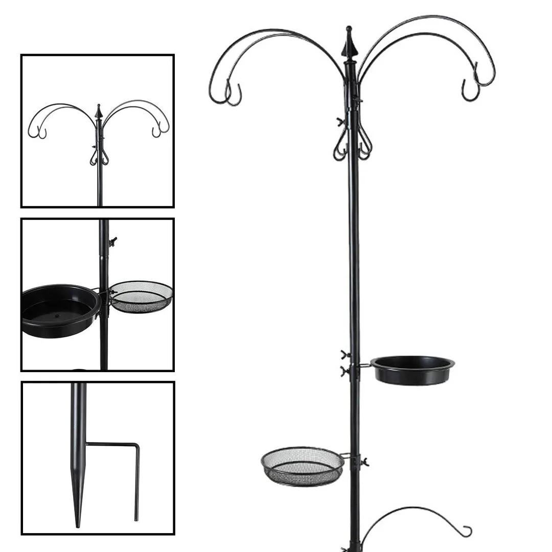 Jaxpety  Bird Feeding Station 84.6" Multi-Feeder Station Hanging Kit w/ Bird Bath，Wild Squirrel Feeding，Black, photo 9 of 14