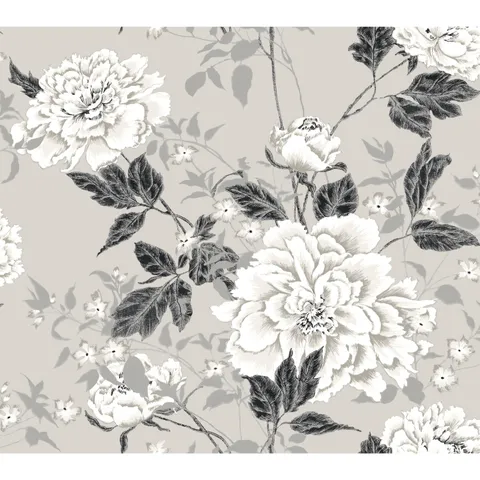 Vintage Floral Gray Peel & Stick Wallpaper by Drew Barrymore Flower Home