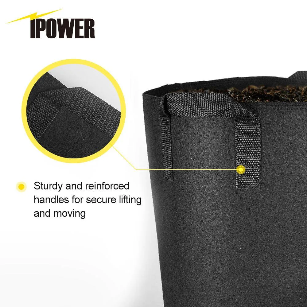 iPower 5-Gallon 5-Pack Grow Bags Fabric Aeration Pots Container with Strap Handles for Nursery Garden and Planting(Black)", photo 3 of 7