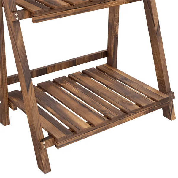 3 Tier Folding Wooden Flower Stand Plant Display Stand Nature Plant Shelf for Living Room Balcony Patio Yard Indoors & Outdoors, photo 5 of 13